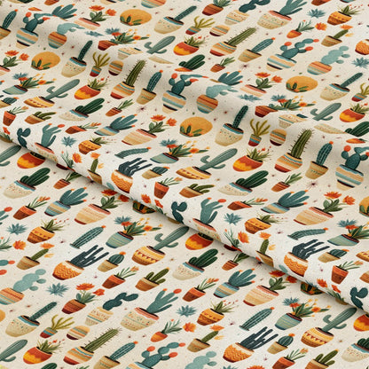 Retro Cactus Pattern 2 Quilting Cotton Fabric