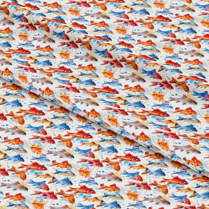 Watercolor Fish Pattern 18 Quilting Cotton Fabric