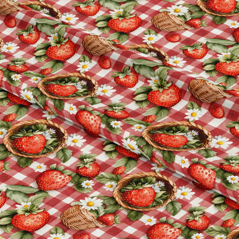 Strawberry Gingham Picnic Pattern 4 Quilting Cotton Fabric