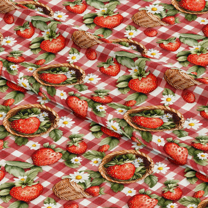 Strawberry Gingham Picnic Pattern 4 Quilting Cotton Fabric