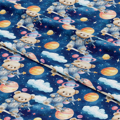 Blue Teddy Bear Baby Boy Pattern 3 Quilting Cotton Fabric