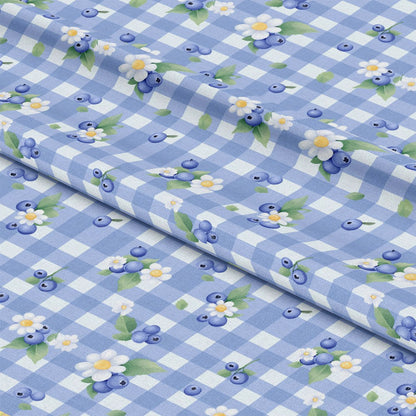 Berries with Flowers Gingham Pattern 12 Quilting Cotton Fabric
