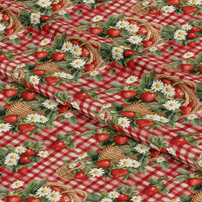 Strawberry Gingham Picnic Pattern 14 Quilting Cotton Fabric