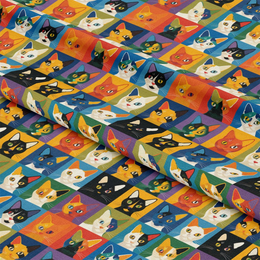 Cat Patchwork Pattern 13 Quilting Cotton Fabric