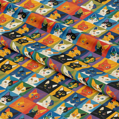 Cat Patchwork Pattern 13 Quilting Cotton Fabric