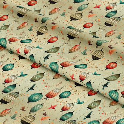 Vintage Birdcages Pattern 4 Quilting Cotton Fabric