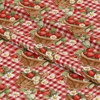 Strawberry Gingham Picnic Pattern 11 Quilting Cotton Fabric