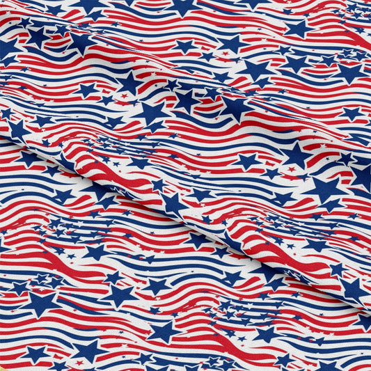 Patriotic Swirls and Stars Pattern 1 Quilting Cotton Fabric