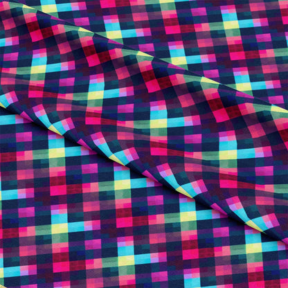 Neon Gingham Pattern 12 Quilting Cotton Fabric