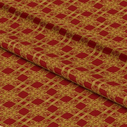 Red Gold Christmas Pattern 3 Quilting Cotton Fabric