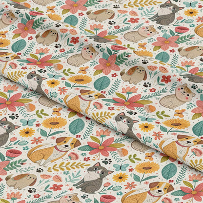 Heart and Paw Prints Pattern 2 Quilting Cotton Fabric