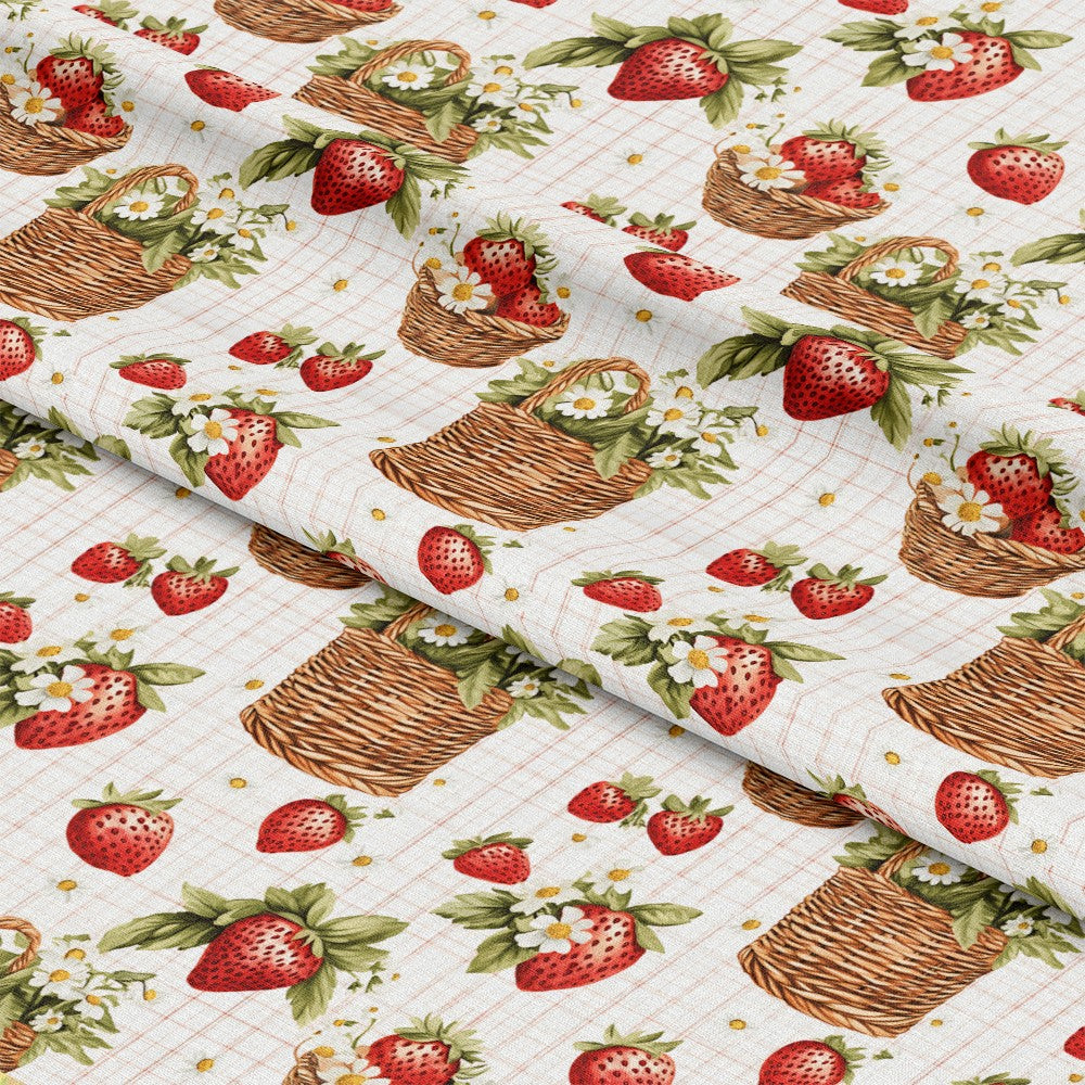 Strawberry Gingham Picnic Pattern 12 Quilting Cotton Fabric