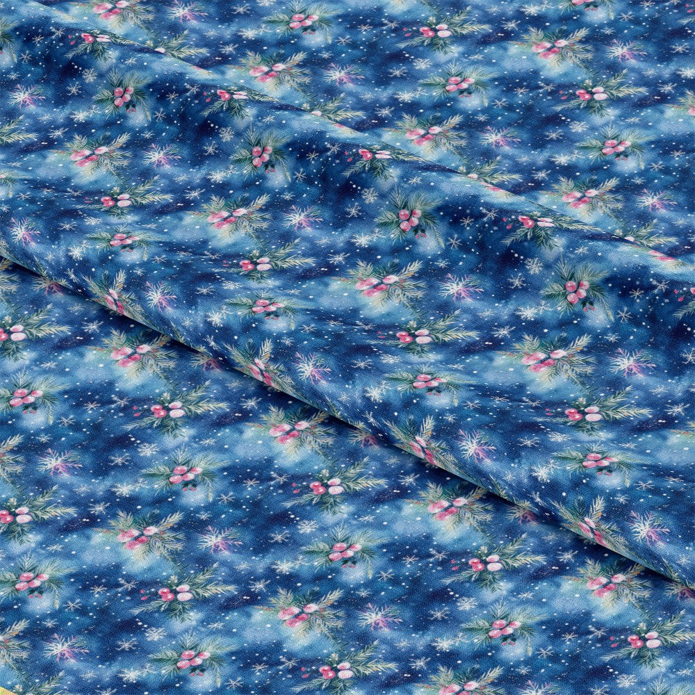Watercolor Blue Christmas Pattern 3 Quilting Cotton Fabric