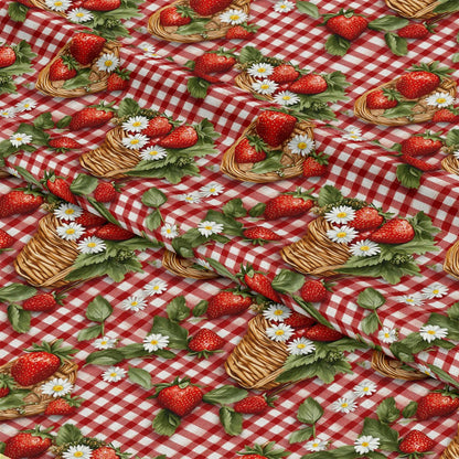 Strawberry Gingham Picnic Pattern 9 Quilting Cotton Fabric