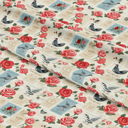 Vintage Love Stamps Pattern 12 Quilting Cotton Fabric