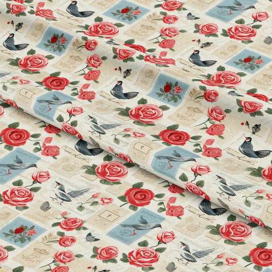Vintage Love Stamps Pattern 12 Quilting Cotton Fabric