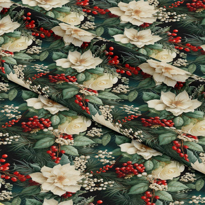 Christmas Florals Pattern 3 Quilting Cotton Fabric