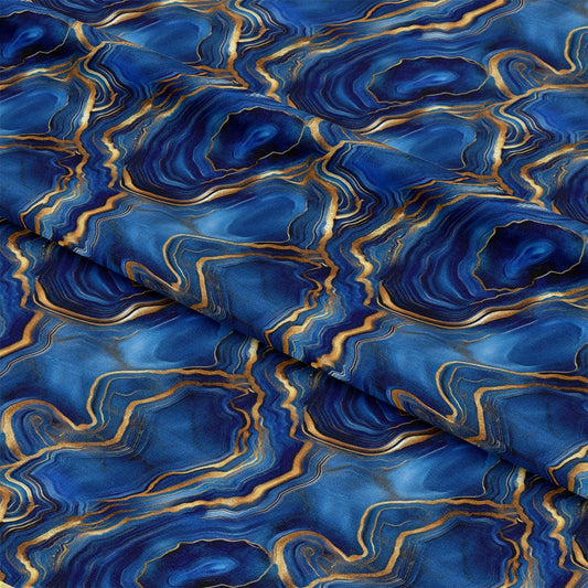 Royal Blue and Gold Agate Pattern 5 Quilting Cotton Fabric