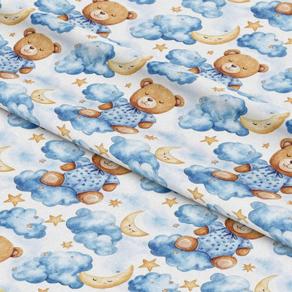 Blue Teddy Bear Baby Boy Pattern 8 Quilting Cotton Fabric