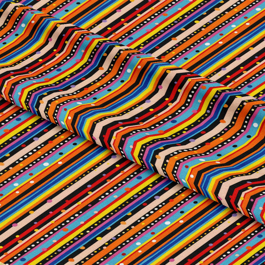 Colorful Stripes and Dots Pattern 3 Quilting Cotton Fabric