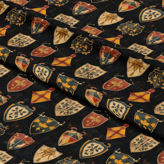 Rustic German Banners and Shields Pattern 19 Quilting Cotton Fabric