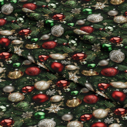 Realistic Christmas Ornaments Pattern 13 Quilting Cotton Fabric
