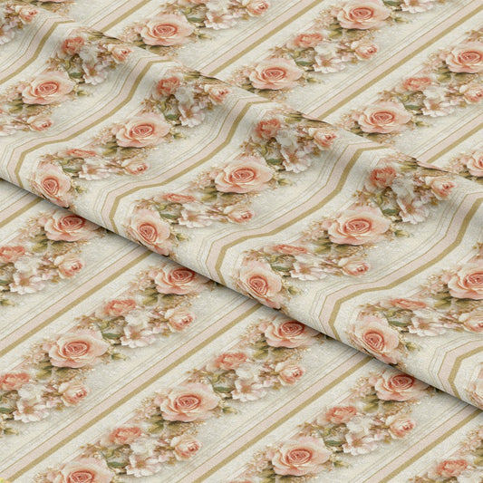 Floral Stripes Pattern 1 Quilting Cotton Fabric