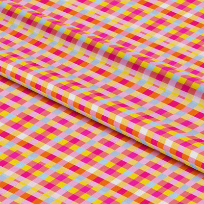 Neon Gingham Pattern 4 Quilting Cotton Fabric