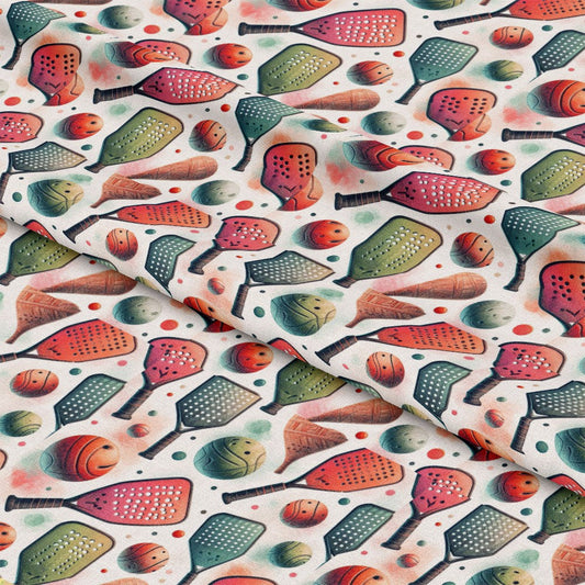 Watercolor Pickleball Pattern 2 Quilting Cotton Fabric