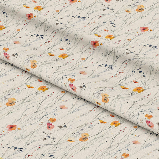 Handdrawn Meadow Wildflowers Pattern 3 Quilting Cotton Fabric