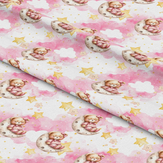 Pink Baby Teddy Bears Pattern 5 Quilting Cotton Fabric