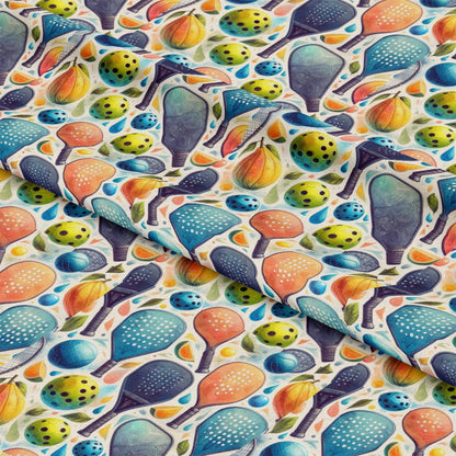 Watercolor Pickleball Pattern 3 Quilting Cotton Fabric