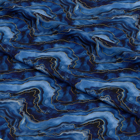 Royal Blue and Gold Agate Pattern 29 Quilting Cotton Fabric