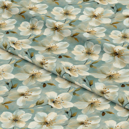 Cornflower Blue Floral Pattern 5 Quilting Cotton Fabric