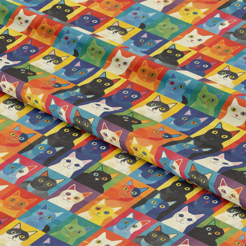 Cat Patchwork Pattern 11 Quilting Cotton Fabric
