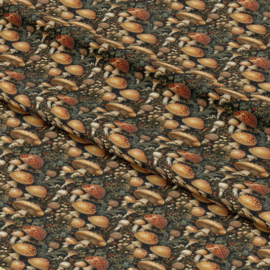 Retro Mushroom Botanical Pattern 5 Quilting Cotton Fabric