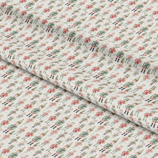 Watercolor Christmas Nutcrackers Allover Pattern 1 Quilting Cotton Fabric