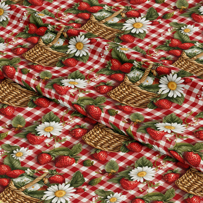 Strawberry Gingham Picnic Pattern 18 Quilting Cotton Fabric