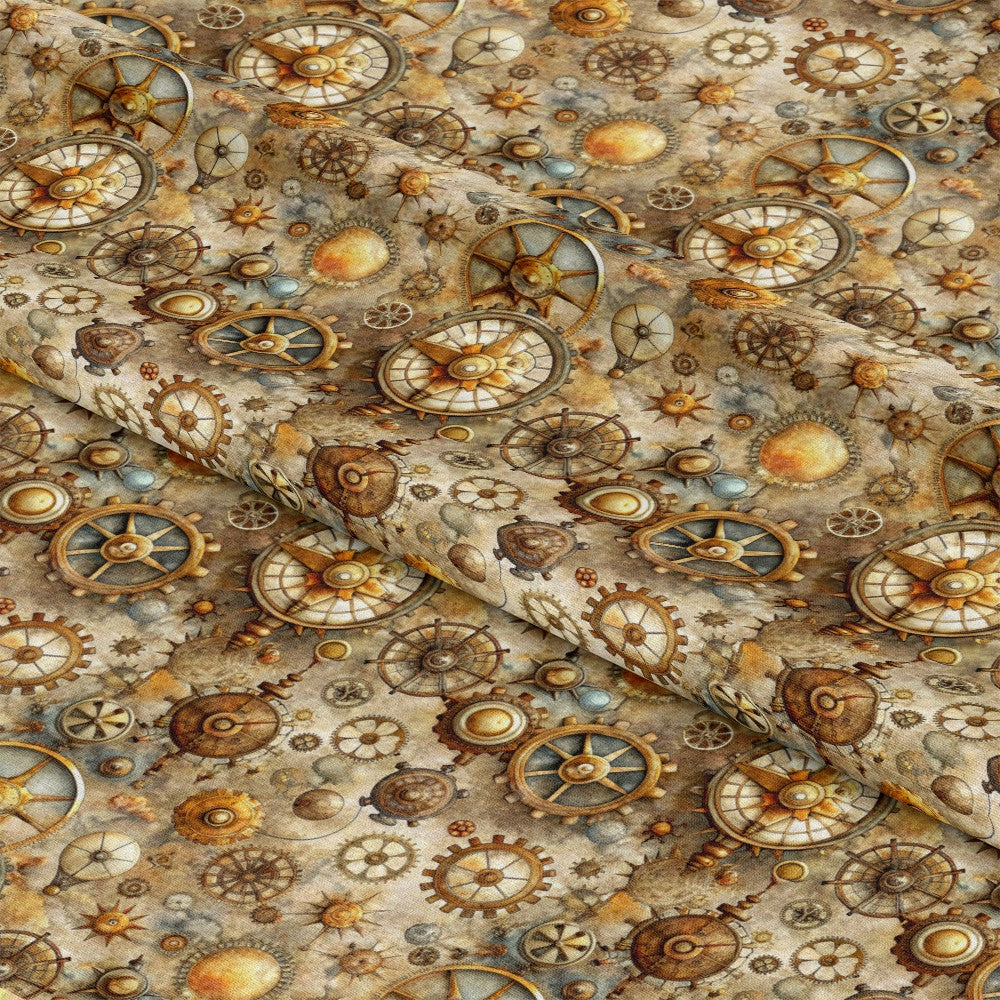 Steampunk Old Maps Pattern 4 Quilting Cotton Fabric
