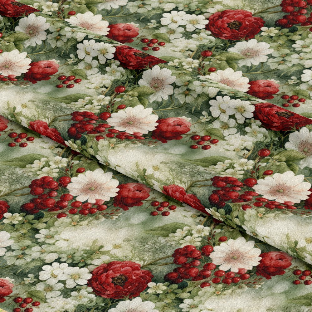 Christmas Florals Pattern 16 Quilting Cotton Fabric