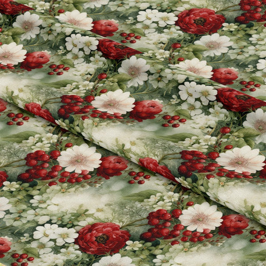 Christmas Florals Pattern 16 Quilting Cotton Fabric