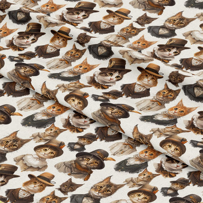 Victorian Cats Pattern 3 Quilting Cotton Fabric