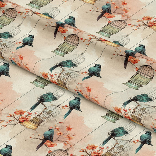 Vintage Birdcages Pattern 1 Quilting Cotton Fabric