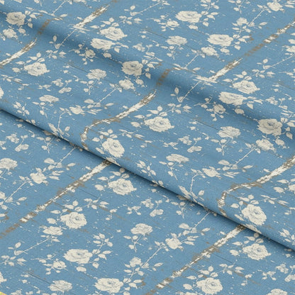Vintage Farmhouse Blue Pattern 18 Quilting Cotton Fabric