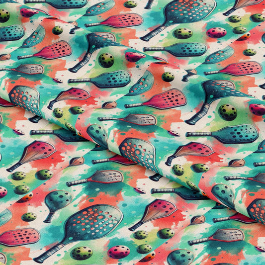 Watercolor Pickleball Pattern 5 Quilting Cotton Fabric