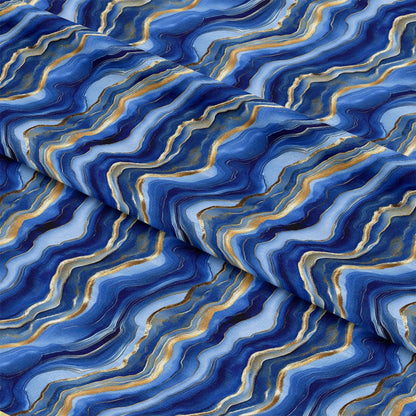 Royal Blue and Gold Agate Pattern 7 Quilting Cotton Fabric