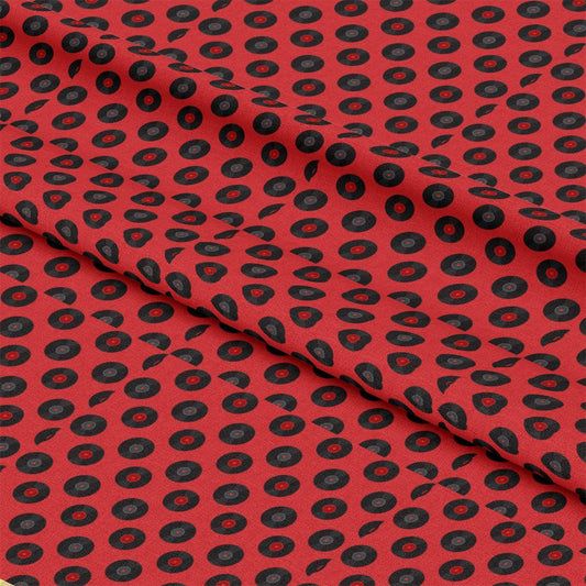 50s Black and Red Diner Pattern 8 Quilting Cotton Fabric