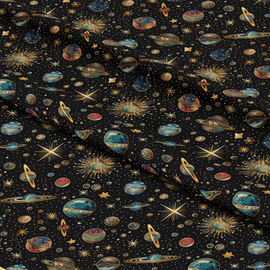 Planets and Stars Pattern 3 Quilting Cotton Fabric