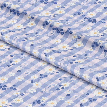 Berries with Flowers Gingham Pattern 13 Quilting Cotton Fabric