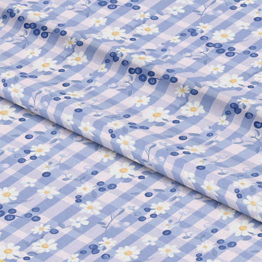 Berries with Flowers Gingham Pattern 13 Quilting Cotton Fabric